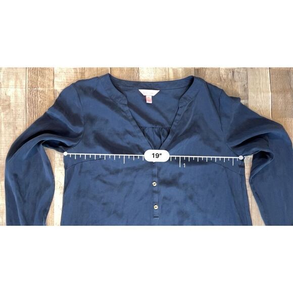 Lilly Pulitzer Delphine Stretch Silk Dress sz Medium Navy Blue Flowy Retail $198 - Picture 8 of 13